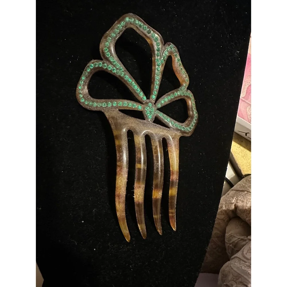 Art Deco Celluloid &‎ Rhinestone Hair Comb